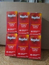 6 MegaRed Omega-3 Krill Oil 350 mg ~ 60 SoftGels Each ~ EXP 01/09/2027