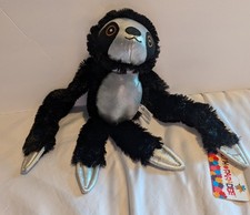 Plush parade 12" Plush Sloth Toy Black Silver NWTs