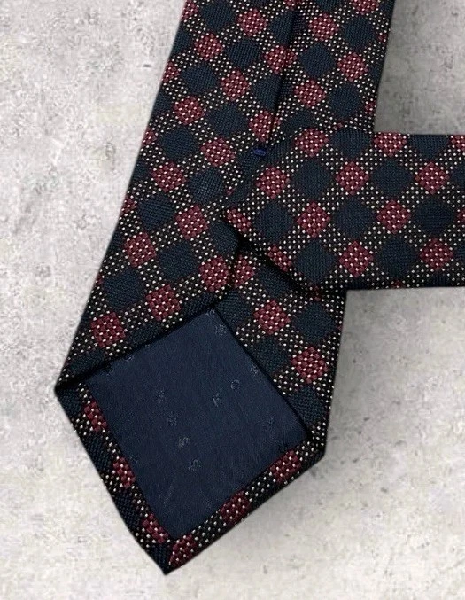 Corbata de seda Hugo Boss ITALIA XL negra borgoña tartán con:2,5" usada en excelente estado Foto 4 de 4