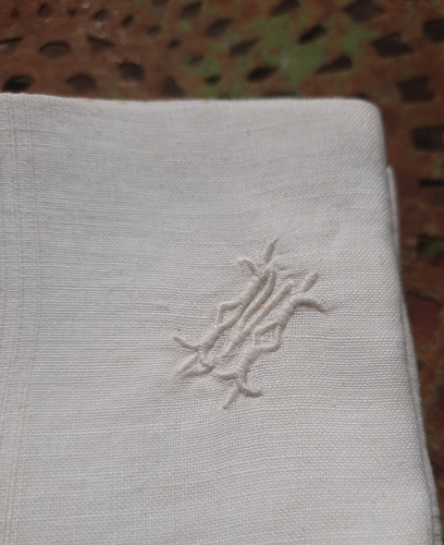 8 MOUCHOIRS ANCIENS BRODÉS MAIN MONOGRAMME INITIALE « M » LINGE ANCIEN