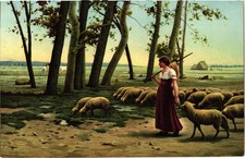 Dans la Campagne In the Country Artist Lerolle Postcard c1910