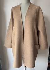 Zara Mantel Jacke Cape Kimono Wolle Viskose Premium Handmade Beige Braun M 38