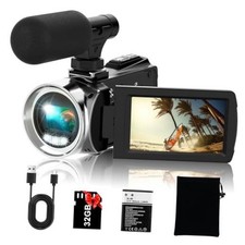 Video Camera Camcorder FHD 4K 36MP Vlogging Camera for YouTube Video Black