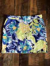 Rafaella blue floral skort skirt shorts SZ Large Casual vacation Vc 