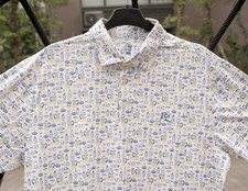 HOT Rhoback Men  s Margarita Print Performance Polo White Stretch Golf Shirt