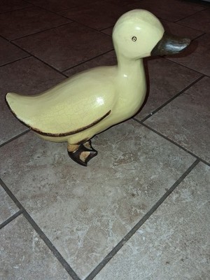 Life Size 11''×10'' Yellow Shabby Chic Farmhouse Resin Duck In Mint Condition!