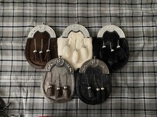 Rabbit & Seal skin Full Dress Sporran Thistle Cantle, Chrome & Antique Sporran.