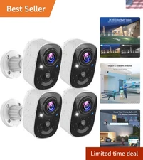 Security Cameras Wireless Outdoor 4 Pack, Battery Powered Cameras for Home Se...