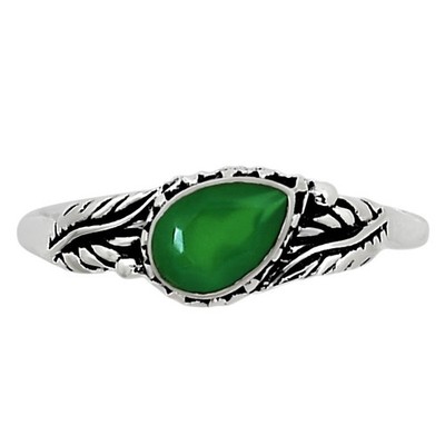 Natürlicher grüner Onyx 925 Sterling Silber Ring Gr.5 Schmuck R-1404