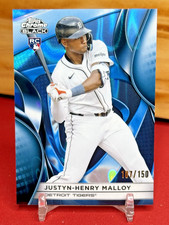 Justyn-Henry Malloy 2025 Topps Chrome Black #42 Blue Lava Refractor /150 Rookie