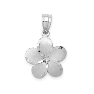 14k Gelb-Rhodium Gold Blume Anhänger Frauen Botanisch Fünf Blöcke Satin Poliert