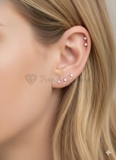 925 Sterling Silver Cubic Zirconia Stud Earrings Sparkling Round Crystal Studs