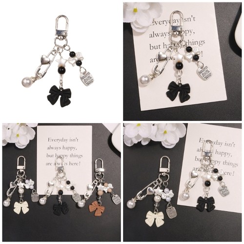 Pearl Bowknot Beaded Pendant Phone Straps Lanyard Pocket Keychain Strap - Photo 2 sur 10