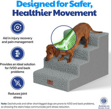 AKC 4-Step Pet Stairs Durable Non-Slip Steps Small Dogs Cats Washable Cover Lbs