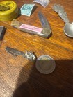 Very Nice Junk Drawer Lot Knife Boy Scout Merit Awards, Fossils, Pins Military, — photo 3