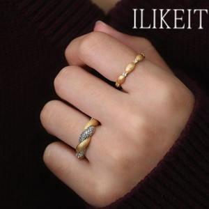 Authentic S925 Silver Gold Plated Braided Ring with Paved CZ Stones Vintage Style