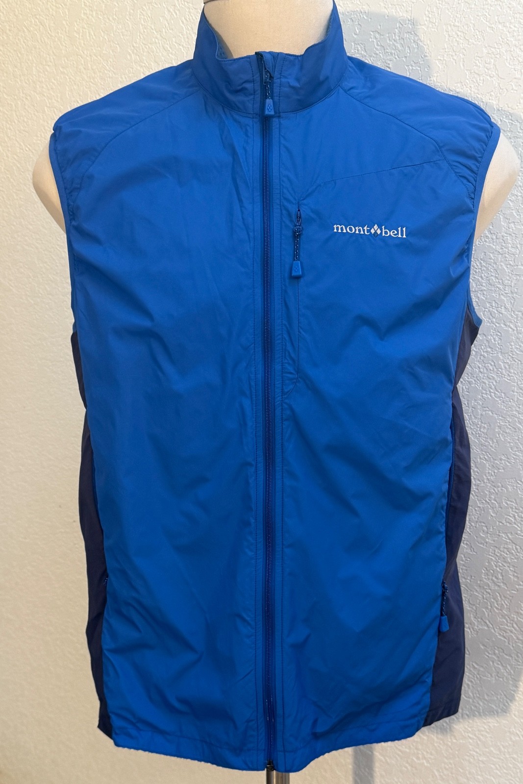 Montbell Mesh Vest Lightweight Shell Blue Size L Full Zipper GR