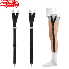 2PCS Shirt Stays Holder Men Elastic Non-Slip Locking Clamps Adjustable Military