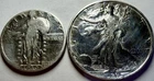 1930 Standing Liberty Quarter + 1937 Walking Liberty Half Dollar 90% Silver Lot