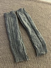 Gray Cable Knit Knit Cuff Footless Women's Leg Warmers Mid Calf