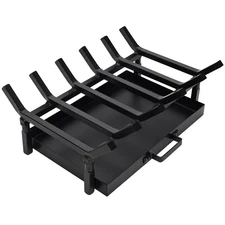Fireplace Grate 17 Inch with Fireplace Tray Ash Pan,Fireplace Log Holder,Easy...