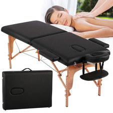 Massage Table PU Leather Portable Foldable Spa Bed Adjustable 2-Fold Salon Bed
