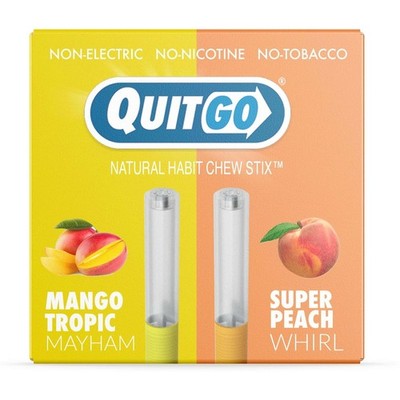 QuitGo Puffer Mango & Peach 2 Pack Silicone Oral Fidget Tool for Calm Cravings