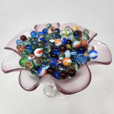 Vintage GLASS MARBLES 95 pc 2 pound Lot Mix Multi Color Multi Sizes