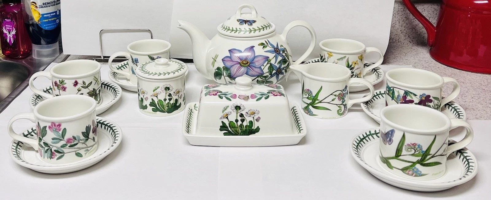 PORTMEIRION BRITAIN BOTANIC GARDEN SUSAN WILLIAMS-ELLIS TEA SET BUTTER DISH NWT