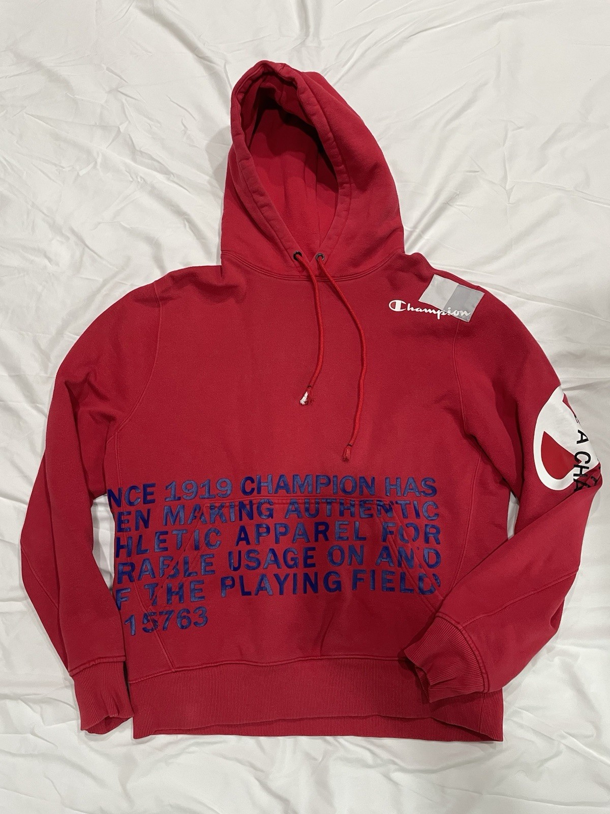 Men’s Champion Red Hoodie Size Large.