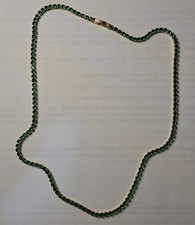 Green Square Stone/Rhinestone Tennis Necklace...