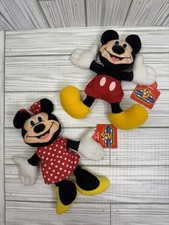 Vintage Disney Mickey and Minnie 7" Beanbag Toys with Applause Tag