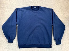Mens Sweatshirt Navy Blue Fleece Lined Crew Neck Gym Training Casual Winter