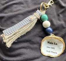 Seashell Keychain Cockle Mais La Cajun French Saying Zipper Pull