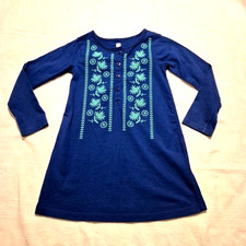 Tea Collection girls size 4 blue henley dress blue and teal