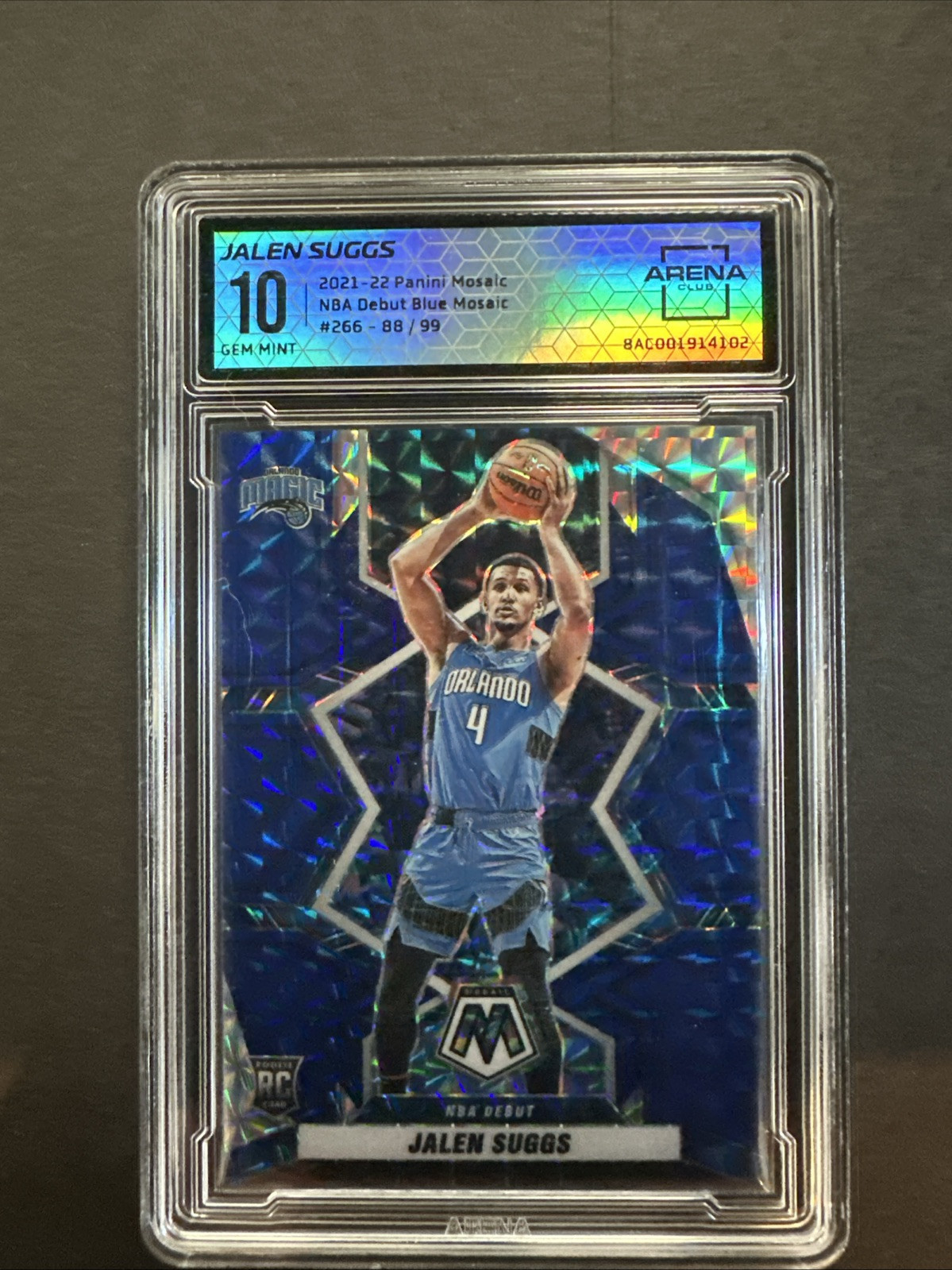 2021-22 Panini Mosaic - NBA Debut Blue Mosaic Prizm #266 Jalen Suggs /99 (RC)