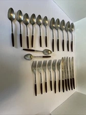 Interpur Stainless MCM Flatware Brown Handle Japan 24 Pcs, Incomplete