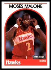 Moses Malone 1989-90 Hoops #4 Atlanta Hawks NBA READ FREE SHIPPING AutographDen