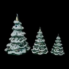 Vintage Fenton Set of 3 Glass Christmas Trees Green Iridescent