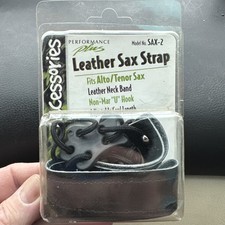 Performance Plus SAX-2 Black Leather Saxophone Strap NEW