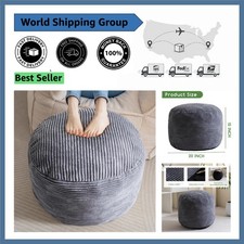 Modern 20" Dark Grey Pouf Ottoman - Soft Foam Filling for Living Room Comfort
