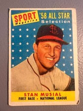 1958 Topps Baseball - Stan Musial ( St. Louis Cardinals ) All Star #476 - FAIR