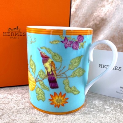 Hermes Paris Mug Cup Siesta Island Blue Porcelain Tableware with Case