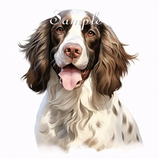 English Springer Spaniel - Fabric Art Quilt Block - Dog Breed Portrait - Cotton