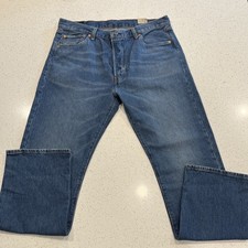 Levis 501 Original Fit Jeans 36x32 Straight Leg Button Fly Check Irregular NWT