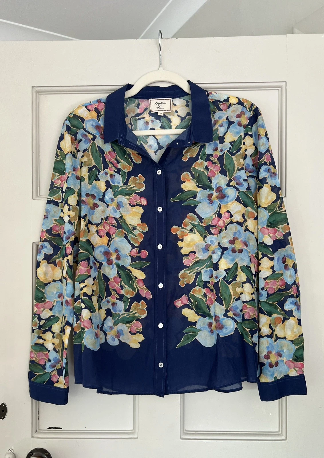 Sezane Pierro Shirt X Aimie Limited Edition Poetry Blue Floral Size 40 UK 12
Opens in a new window o