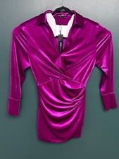 Fashion Nova Women's Fuchsia Color Long Sleeve Velour Dress Size S SKU 150
