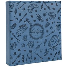 Recipe Binder Gift Set 4x6 Inch Cards Sleeves Dark Blue Organizer