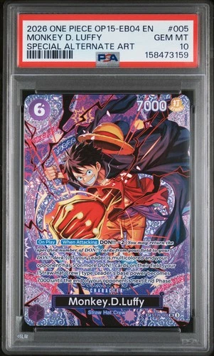 2026 ONE PIECE OP15-EB04-ADVENTURE ON KAMI'S ISLAND #005 MONKEY D. LUFFY PSA 10