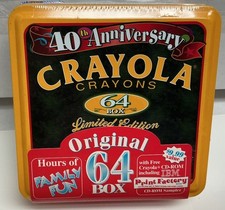 1998 Vintage Crayola Crayon Tin 64 Crayons 40th Anniversary Sealed Unopened